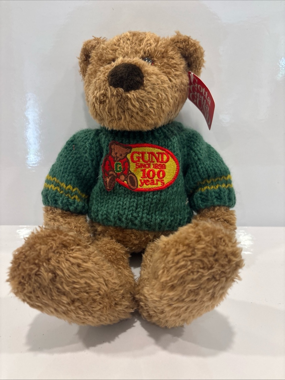GUND TEDDY BEAR 100 YEARS CELEBRATION 9676 PLUSH 1998 NWT NEW GREEN SWEATER